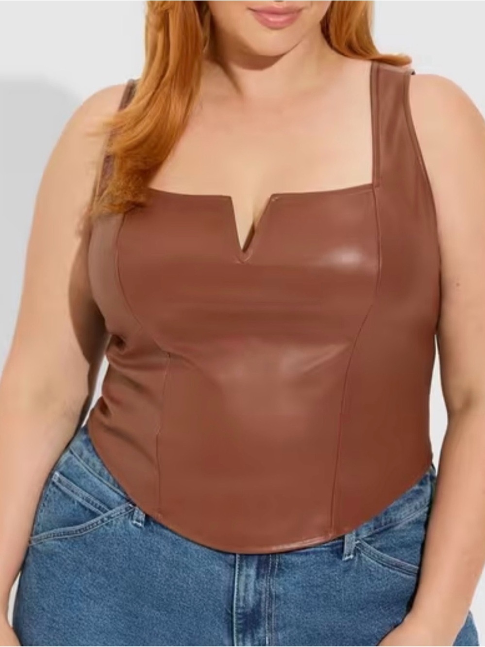 Torrid Faux Leather Cropped Tank Top Brown